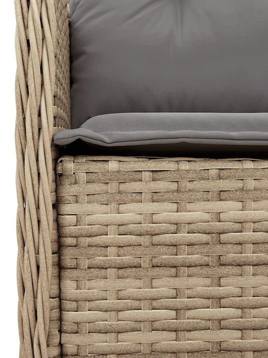 Fotoliu de exterior Rattan Bej cu pernă 2buc 48x51x86cm