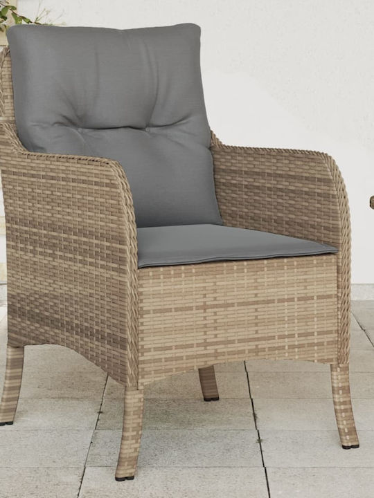 Fotoliu de exterior Rattan Bej cu pernă 2buc 48x51x86cm