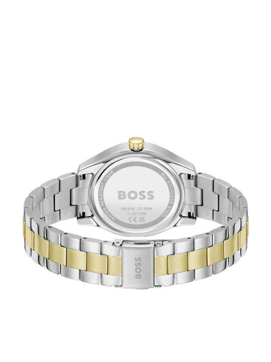 Boss Γυναικείο Ρολόι 30mm Χρονογράφος Μπαταρίας με Ασημί Μεταλλικό Μπρασελέ