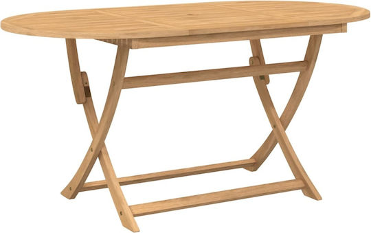 Outdoor Dinner Foldable Wood Table Natural 160x85x75cm