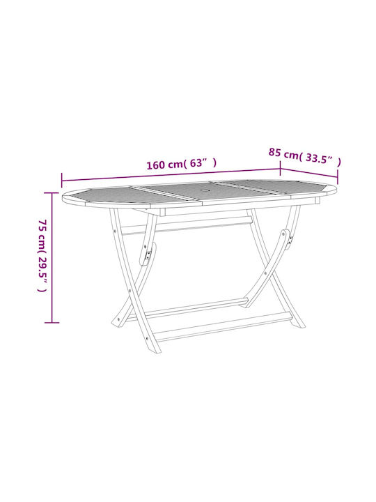 Tisch Zusammenklappbar 160x85x75cm