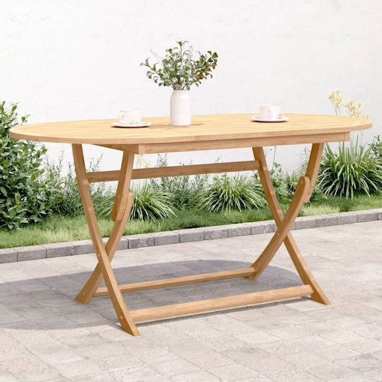 Outdoor Dinner Foldable Wood Table Natural 160x85x75cm