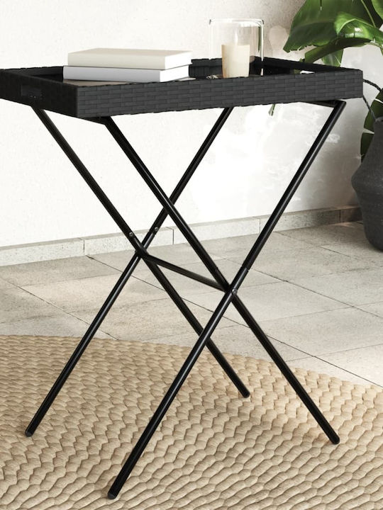 Tisch für kleine Außenbereiche Zusammenklappbar Schwarz 65x40x75cm
