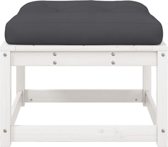 Wooden Cube Garden Stool with Cushion White 63.5x63.5x38cm