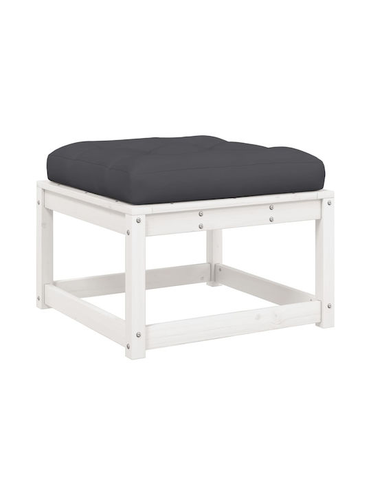 Wooden Cube Garden Stool with Cushion White 63.5x63.5x38cm