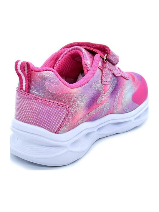 Παιδικά Sneakers Ανατομικά με Σκρατς & Φωτάκια Φούξια