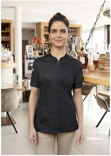 Karlowsky Coat Chef 100% Cotton made Female Black with Short Sleeve