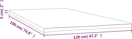 vidaXL Mattress Topper Semi-Double Foam with Removable Cover 120x190x5cm