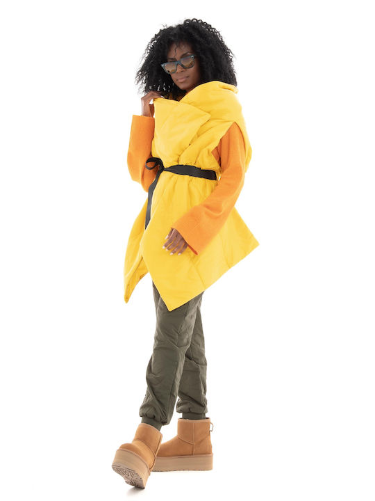 Efi D'angio Vest - Yellow Μπουφάν (Γυναικείο Synthetic Polyester Yellow - 19029F)