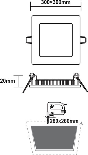 Aca Χωνευτό LED Panel 23W 30x30εκ. Aca Χωνευτό LED Panel 23W 30x30εκ.