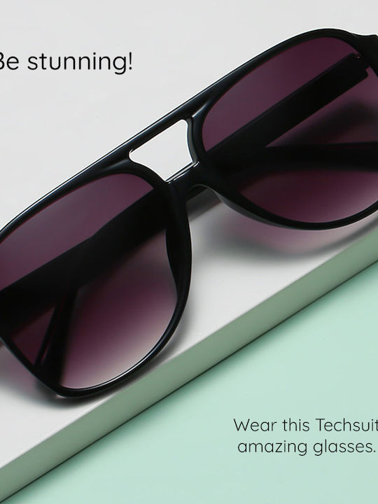 Techsuit Unisex Γυαλιά Ηλίου με Καφέ Ταρταρούγα Κοκκάλινο Σκελετό και Κίτρινο Polarized Φακό