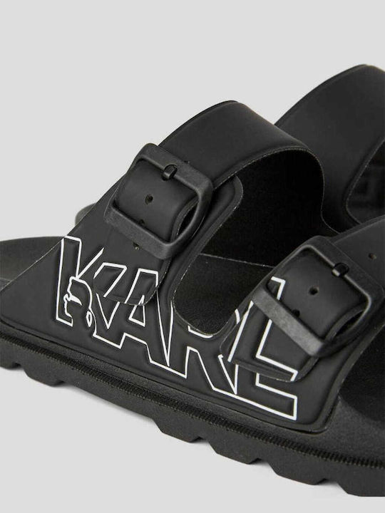 Karl Lagerfeld Leder Herrensandalen in Schwarz Farbe