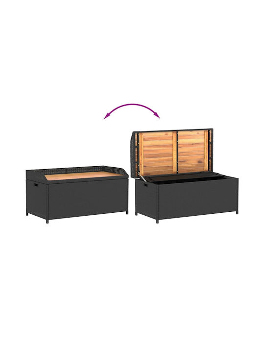 vidaXL Außenlagerbox Rattan Schwarz L100xB50xH52cm