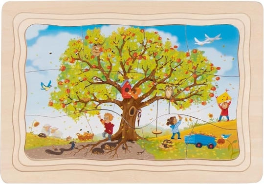 Wooden Kids Peg Puzzle 4 Seasons for 3+ years+ Years 13pcs Goki