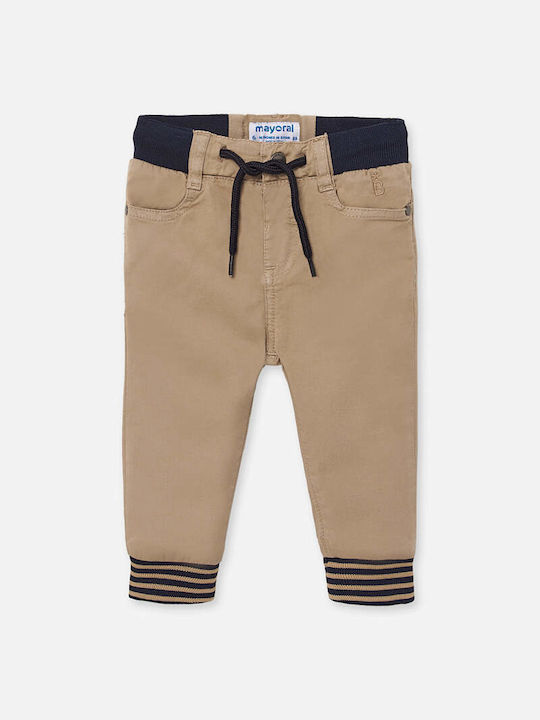 Mayoral Kids Fabric Trousers Beige