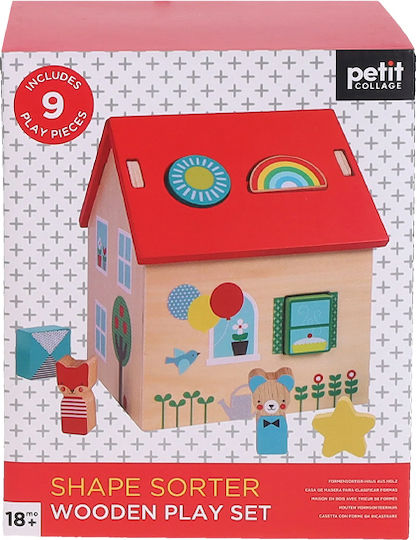 Petit Collage Jucărie de Sortare a Formelor House din Lemn pentru 18++ Luni