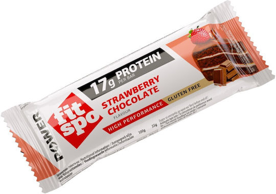 Fit Spo Power Μπάρα με 30% Πρωτεΐνη & Γεύση Σοκολάτα Φράουλα 55gr