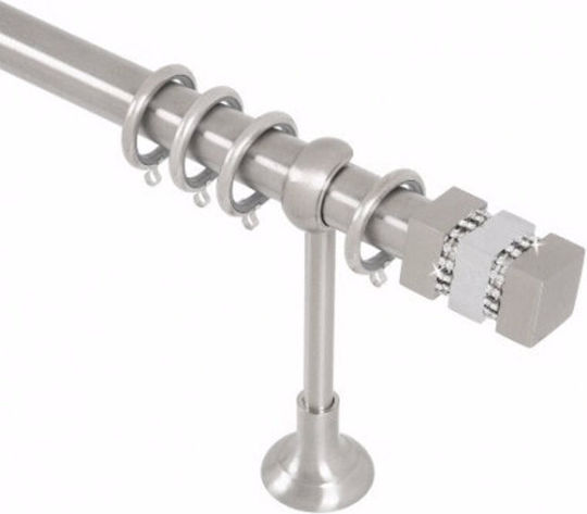 Metallic Curtain Pole Lego Strass Double with Rod Φ35mm 160cm Silver