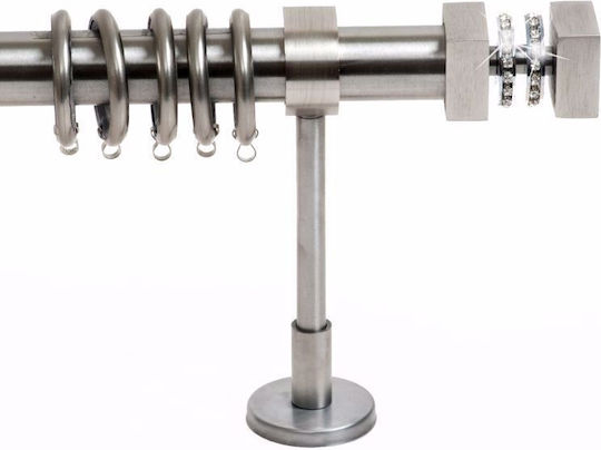 Metallic Curtain Pole Naxos Strass Double with Rod Diameter 35mm Length 160cm Silver 34945_8772