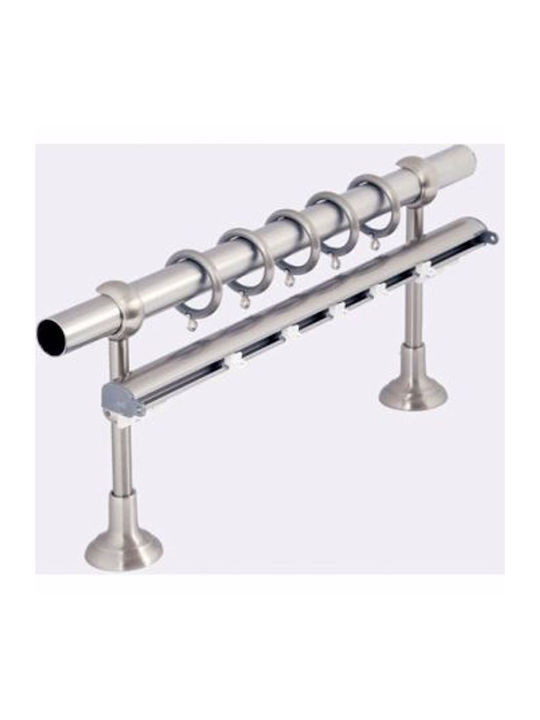 Metallic Curtain Pole Naxos Strass Double with Rod Φ35mm 160cm Silver