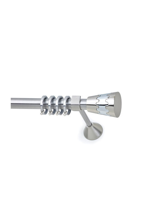Anartisi Metallic Curtain Pole Veranda Double with Rod Φ25mm 160cm Nickel Satin