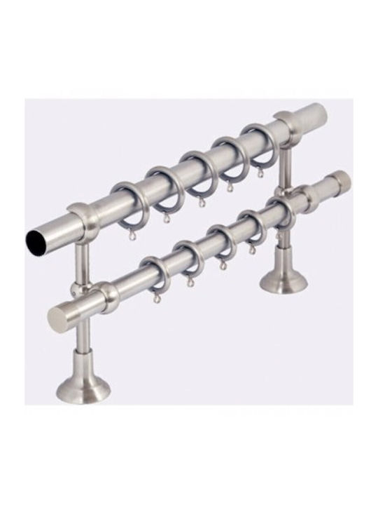 Guy Laroche Metallisch Vorhangstange Elegance Doppel mit Schiene Φ25mm 160cm Silber