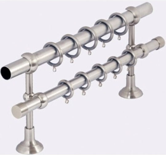 Guy Laroche Metallic Curtain Pole Elegance Double with Rail Φ25mm 160cm Silver