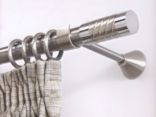 Guy Laroche Metallic Curtain Pole Brooklin Double with Rod Φ25mm 200cm Silver