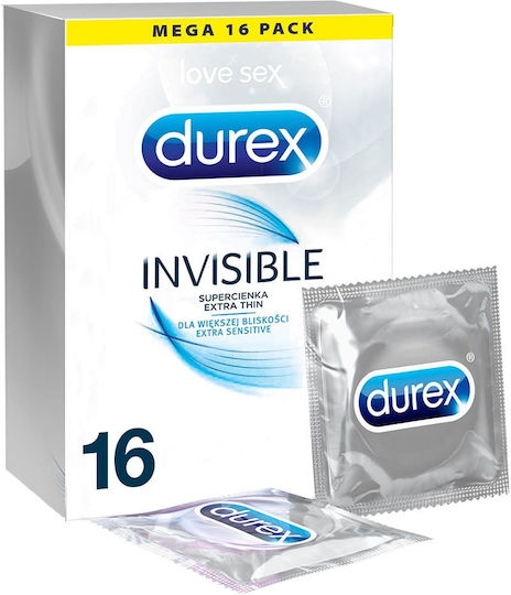 Durex Προφυλακτικά Invisible Extra Thin 16τμχ