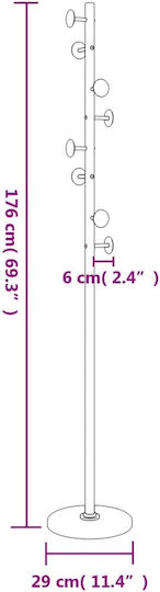 vidaXL Metallic Coat Rack Black 29x29x176cm