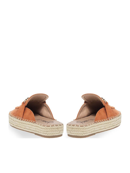Flach Wildleder Mules in Orange Farbe