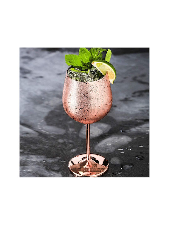 Quasar Set de pahare pentru Vin Alb și Roșu din Oțel Inoxidabil în Culoarea Rose Gold Cu picior 500ml 4buc