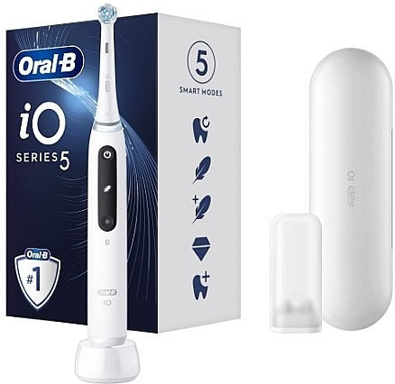 Oral-B iO Series 5 Ηλεκτρική Οδοντόβουρτσα με Αισθητήρα Πίεσης και Θήκη Ταξιδίου Λευκή
