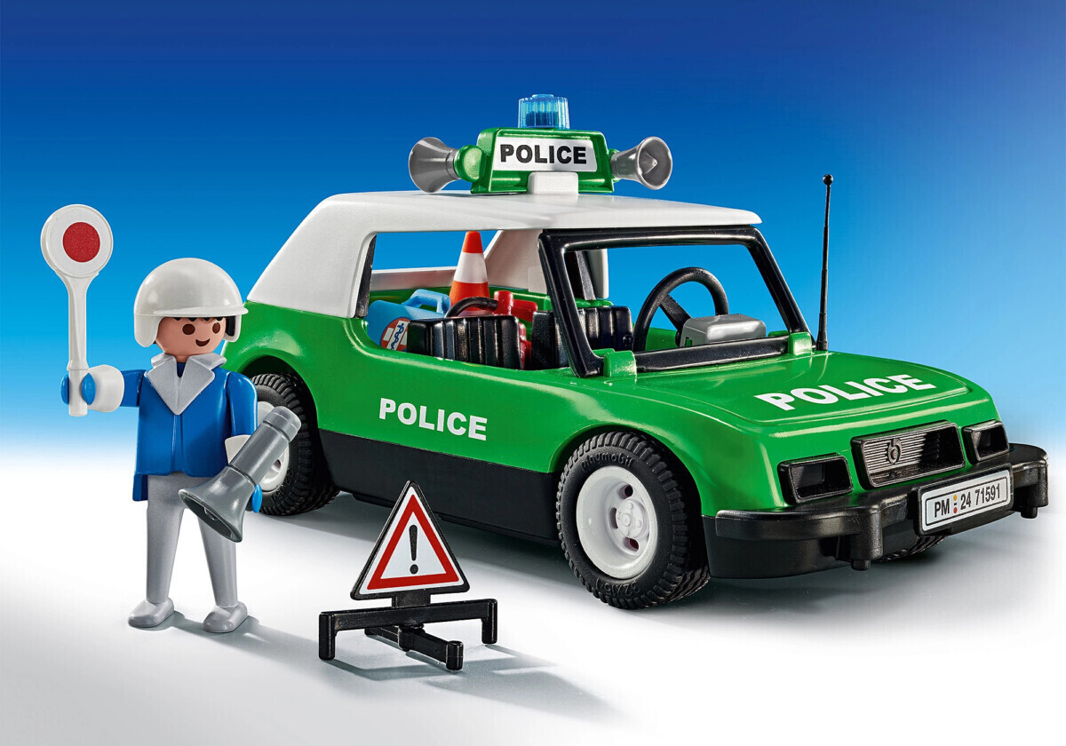 Lot Playmobil Vintage Police 3215-B De 1986 - Voiture, Policier, Chien