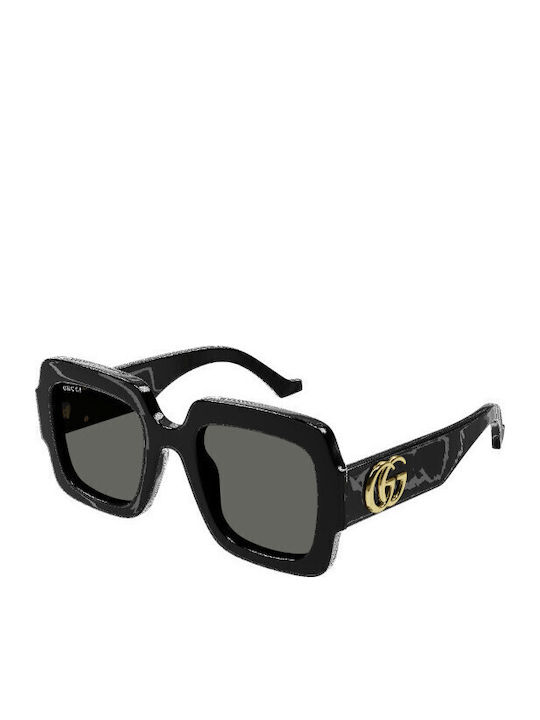 Gucci Ochelari De Soare Pentru Femei Cu Ramă Neagră Din Plastic Și Lentile Gri GG1547S 001