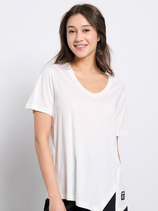 BodyTalk Women's Athletic T-shirt with V Neckline Off White