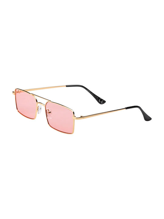 Sunglasses with Gold Metal Frame and Pink Lens 01-5601-Gold-Pink