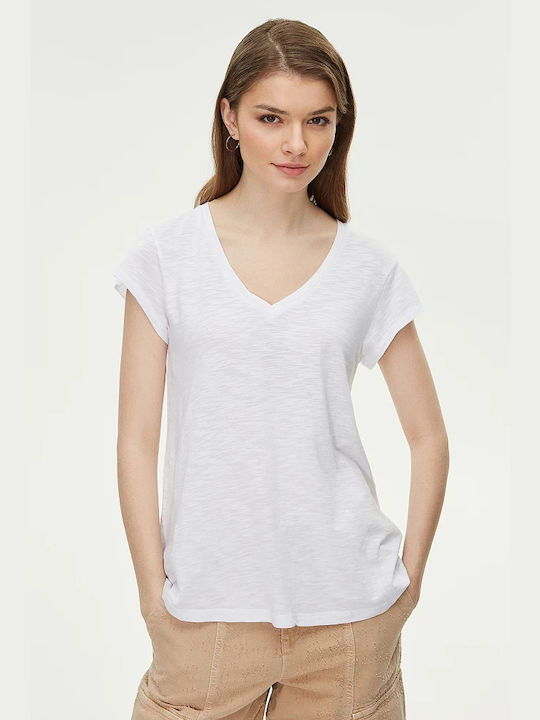 BSB Women's T-shirt with V Neck White