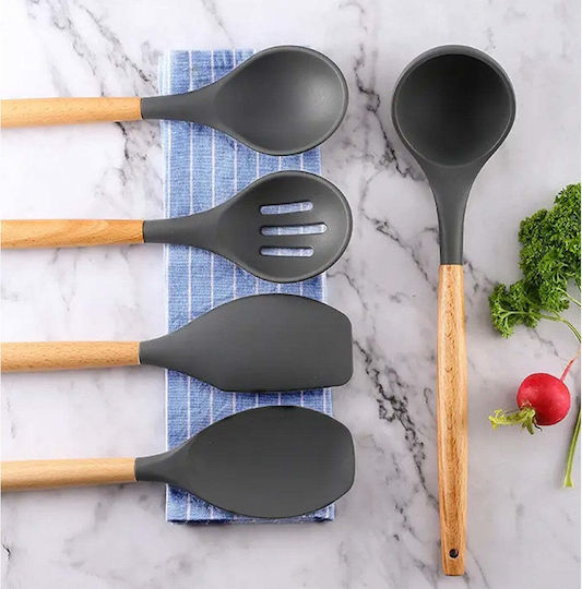 Set de Gătit din Silicon cu Suport 12buc Negru