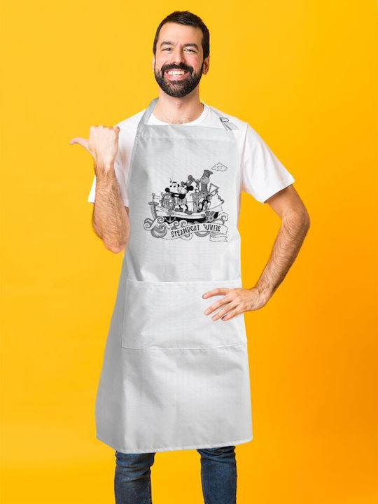 Koupakoupa Mickey Steamboat Waterproof Apron White