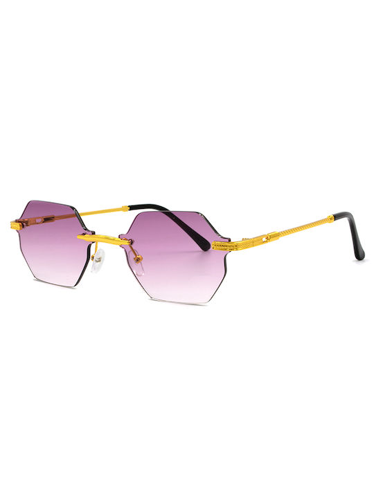 Awear Sunglasses with Gold Metal Frame and Purple Gradient Lens AmaliaPurple