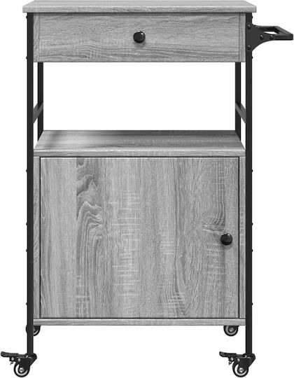 vidaXL Wooden Kitchen Trolley 3 Tiers Gray 56x43x89.5cm