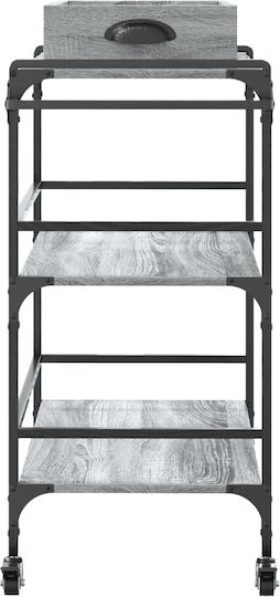 vidaXL Τρόλεϊ Κουζίνας Ξύλινο 3 Θέσεων Γκρι 81.5x41x92.5cm