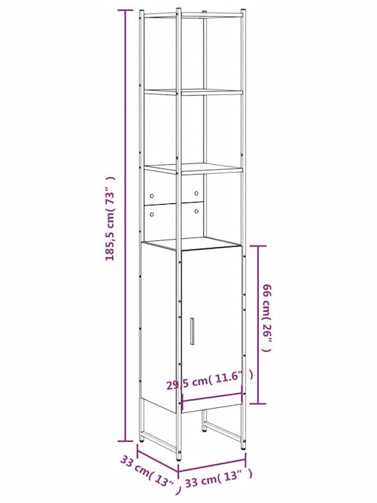 vidaXL Подов Рафт за баня Дървен 33x33x185.5см Сив
