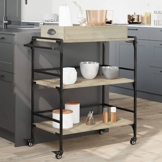 vidaXL vidaXL Lebensmittelregal Holz Mit 3 Ebenen Braune 81,5x41x92,5cm