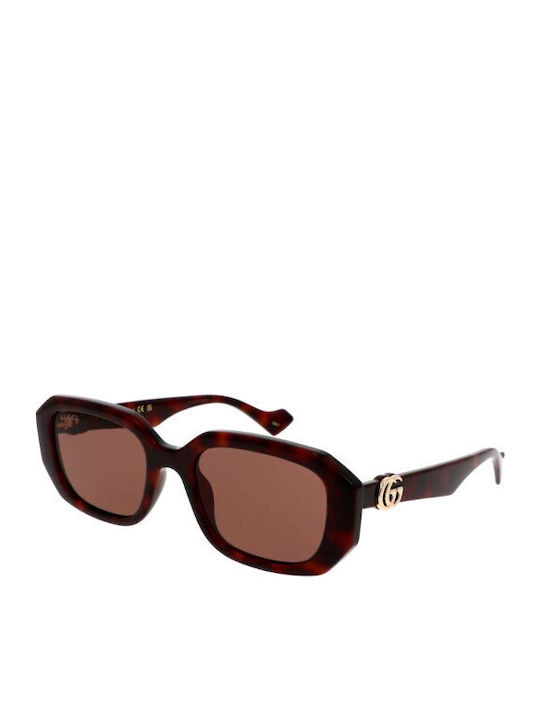 Gucci Damen Sonnenbrille mit Braun Schildkröte Kunststoff Gestell und Braun Linse GG1535S 002