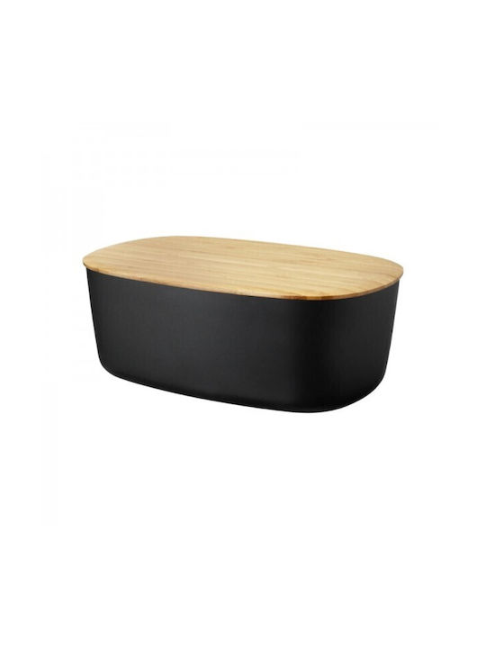 Stelton Ψωμιέρα με Καπάκι Ξύλινη Μαύρη 34.5x22.5x13cm