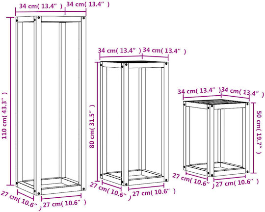 vidaXL Διακοσμητικό Κήπου Ξύλινο 34x34εκ. 3τμχ 844472