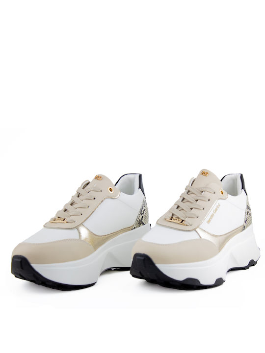 Renato Garini Femei Sneakers White / Beige / Gold / Bei