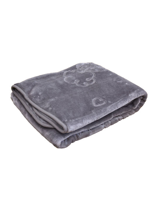 Anna Riska Blanket Nursery Swaddling Blankets Υπνόσακος Bear Velvet Grey 110x80cm.